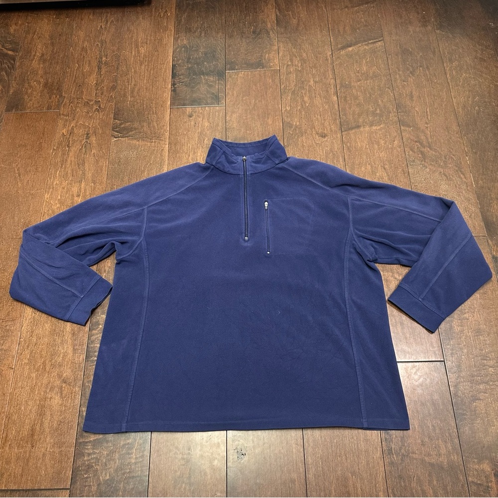 LL Bean Sweatshirt Mens XL‎ Snap Pullover Sweater Fleece Blue Long Sleeve